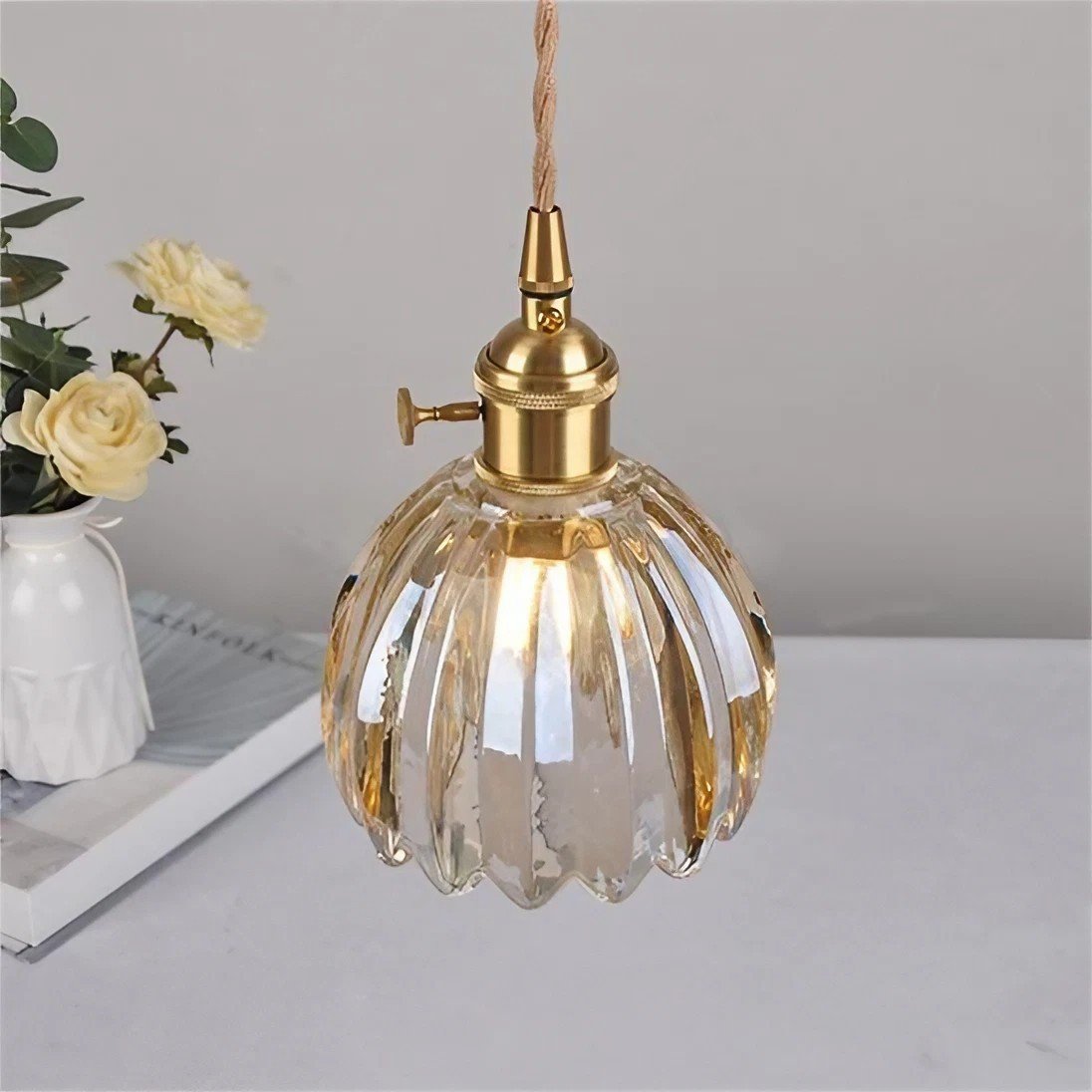 Pendante de fleurs de verre rétro moderne