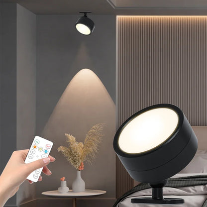 360°Rotatable LED Wall Lamp Rechargeable RGB&3Color Magnetic LED Spotlight Touch Remote Control For Bedroom Living Room Lighting
