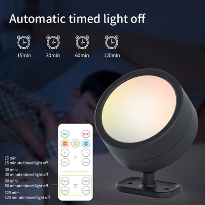 360°Rotatable LED Wall Lamp Rechargeable RGB&3Color Magnetic LED Spotlight Touch Remote Control For Bedroom Living Room Lighting
