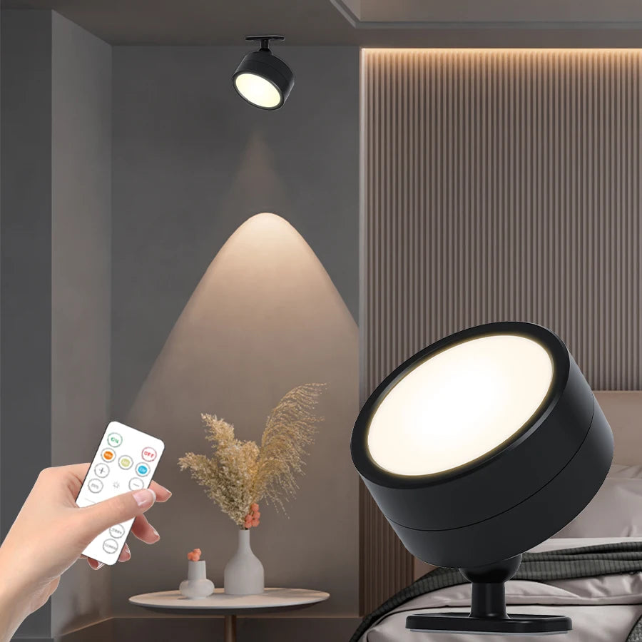 360°Rotatable LED Wall Lamp Rechargeable RGB&3Color Magnetic LED Spotlight Touch Remote Control For Bedroom Living Room Lighting