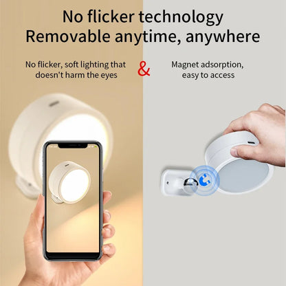 360°Rotatable LED Wall Lamp Rechargeable RGB&3Color Magnetic LED Spotlight Touch Remote Control For Bedroom Living Room Lighting