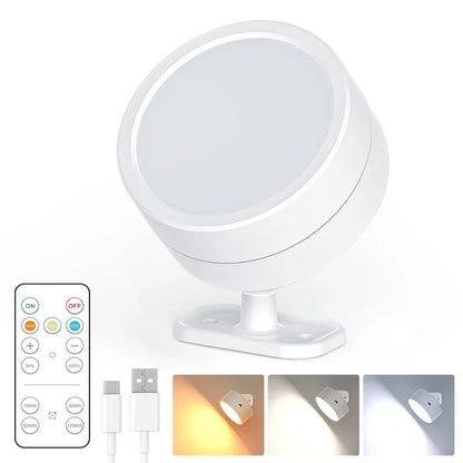 360°Rotatable LED Wall Lamp Rechargeable RGB&3Color Magnetic LED Spotlight Touch Remote Control For Bedroom Living Room Lighting
