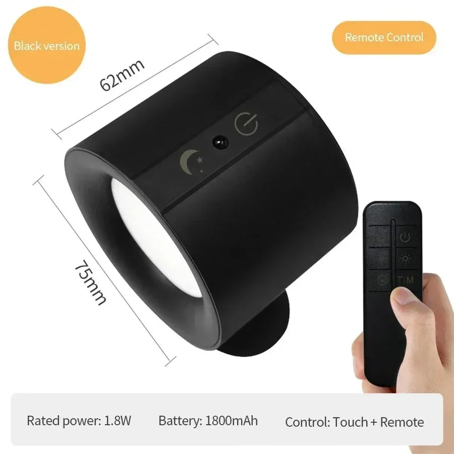 360°Rotatable LED Wall Lamp Rechargeable RGB&3Color Magnetic LED Spotlight Touch Remote Control For Bedroom Living Room Lighting
