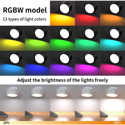 360°Rotatable LED Wall Lamp Rechargeable RGB&3Color Magnetic LED Spotlight Touch Remote Control For Bedroom Living Room Lighting